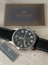 Pryngeps Chronograph Quartz 100mt cassa acciaio 46mm black dial tag garanzia NOS