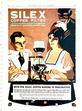 1916 Ad Silex Co Boston MA macchina da caffè lampada alcool o riscaldatore elettrico