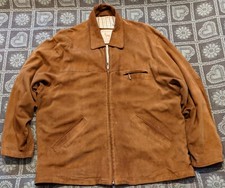 Giacca sportiva di pelle scamosciata marrone chiusura a cerniera