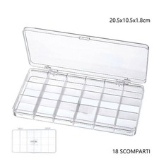 SCATOLA PORTAOGGETTI 18 SCOMPARTI PRATICO CONTENITORE MISURA 20.5x10.5x1.8 cm