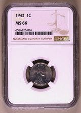 1943-P Lincoln Steel Cent NGC
