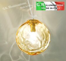 LAMPADARIO MODERNO IN VETRO SOFFIATO AMBRA 1 LUCE Ø20 SOSPENSIONE MODERNA Rg Oro