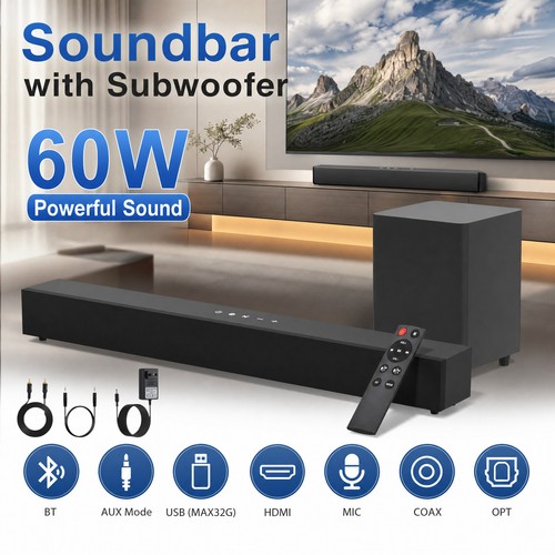 Soundbar wireless 60w con - wireless,