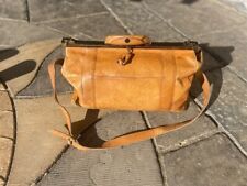Borsa dottore italiana fatta a mano vintage weekender in pelle marrone chiaro 