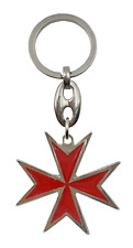 Portachiavi in metallo CROCE DI MALTA cm.5x5 CAVALIERI TEMPLARI SAN GIOVANNI