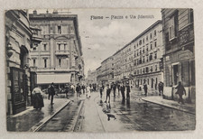 cartolina istria croazia fiume animata via adamich viaggiata 1919 10c fiume fp