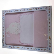 COPERTINA CULLA ROSA IN COTONE "GATTINO" CON INSERTO AIDA DA RICAMARE