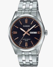 Orologio CASIO mod.MTP-1335D-1A2VDF Uomo acciaio con datario quadrante nero 38mm