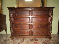 COMO CASSETTONE IN NOCE ANTICO BAMBOCCI INTAGLIO SCOLPITO ANTIQUARIATO