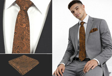 Cravatta uomo bronzo paisley