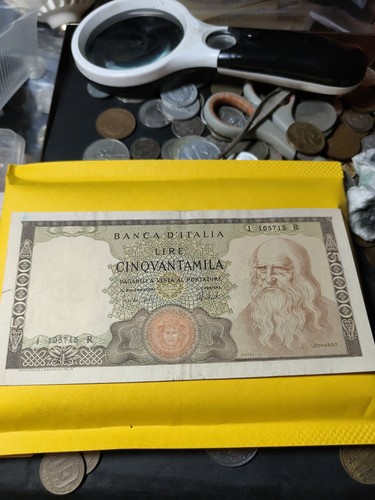 Banconota 50000 lire leonardo - banconota,