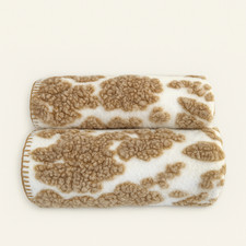 Plaid di Lana Cotta Panna Floreale Grigio tortora - Soffice e Accogliente