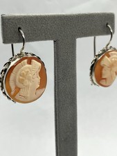 Orecchini in Argento 925 con  Cammei Corniola 20mm Tondi - Atena