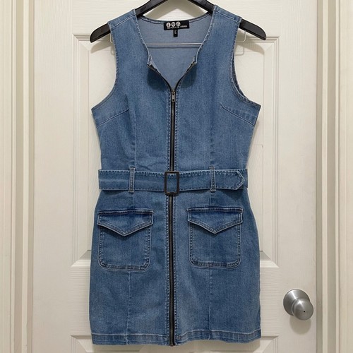 Mini abito denim senza maniche