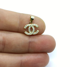 Ciondolo argento 925 oro giallo modello c zirconi bianchi