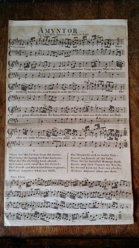 1736 antique song score sheet - antique,