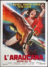 CINEMA-manifesto L'ARAUCANA MASSACRO DEGLI DEI martinelli, venantini, JULIO COLL