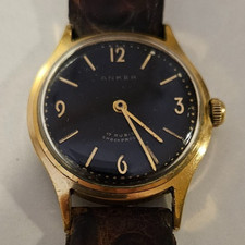 Orologio Uomo "ANKER" Meccanico 17R Vintage German "Deep Black" '50 RARO NOS Rev