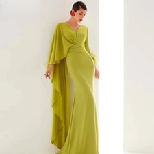 Abiti da festa a sirena completi scollo a V piume personalizzati madre della sposa