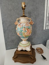 Antica Lampada da Tavolo in Porcellana Capodimonte Vintage 90cm