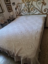 Copriletto matrimoniale cotone ai Ferri E Uncinetto  Bedcover 201+18+18x212+18 ^