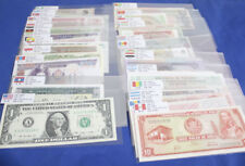 Lotto 100 Carte Monete Diverse 50 Paesi Banconote Mondiali Collezione UNC