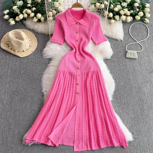 Abito rosa intenso maglia - rosa,
