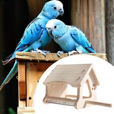 Casetta per uccelli in legno fatta a mano, supporto per trespolo cortile,