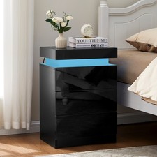 Comodino led nero 3 cassetti