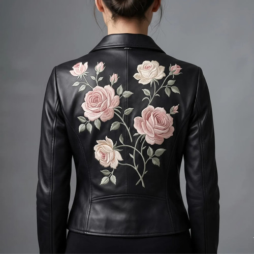 Giacca donna pelle nera - , rosa