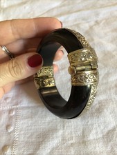 Bracciale Etnico Metallo Argentato Ebano