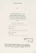 Weiler LZ 280 tornio Manuale