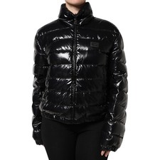 Giacca DOLCE & GABBANA nera logo placca zip intera puffer IT44/US10/L RRP 1500usd