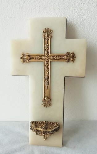 Antica acquasantiera croce - acquasantiera,