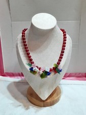 Collana Vintage Anni'60 Artigianale Murano Fiori, Foglioline E Perle Satinate