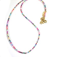 Collana fatta a mano perle di pietre preziose rotonde sfaccettate colore mult...