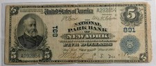 Banconota USA New York National Bank 5 DOLLARI 1905 RARA