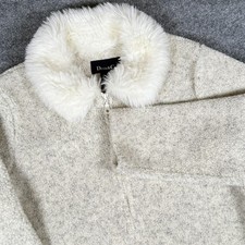 Giacca Denim & Co donna piccola pelliccia sintetica collo sherpa full zip pullover accogliente