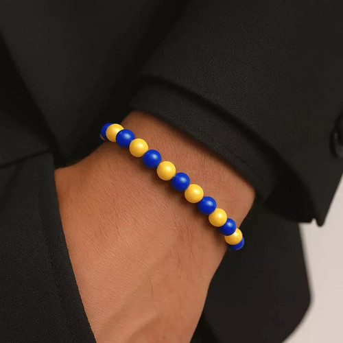 Bracciale perle giallo blu - bracciale,
