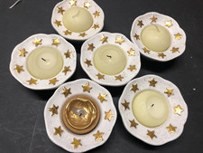 set di 6 piattini natalizi portacandele in argilla fatti e decorati  a mano.