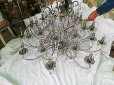 Grande Lampadario Acciaio e Gocce 125 diametro 30 luci