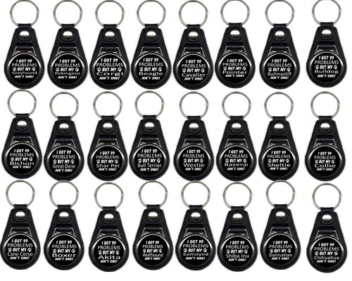 Dog problem keyring - problem, leather