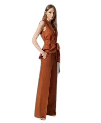 Pantaloni misto lino - , con