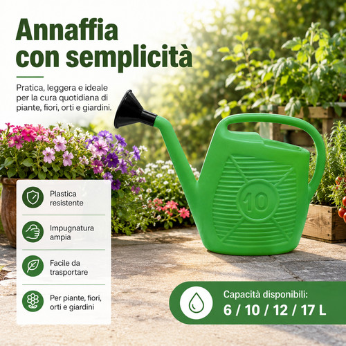 Annaffiatoio plastica verde - plastica, 6