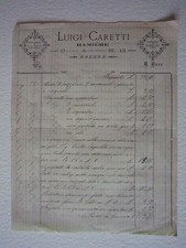Fattura Luigi Caretti Ramiere Pompe idrauliche Lastre Rame Modena '800