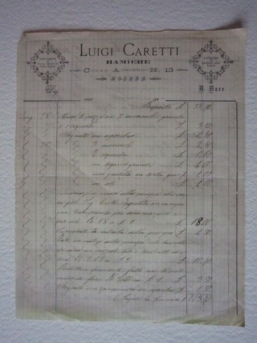 Fattura luigi caretti ramiere - fattura,