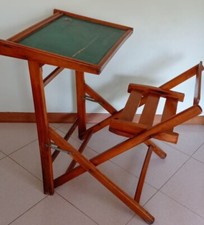 Banco Di Scuola Pieghevole Con Sedia e Lavagna Anni 60/70 Colore Verde