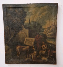 Dipinto Antico Olio Su Tela