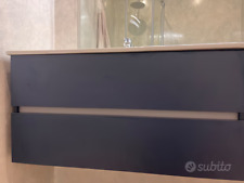 mobile bagno sospeso cm 100 colore blu a due cassettti e lavandino in ceramica