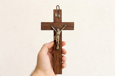 Crocifisso vintage in legno da
